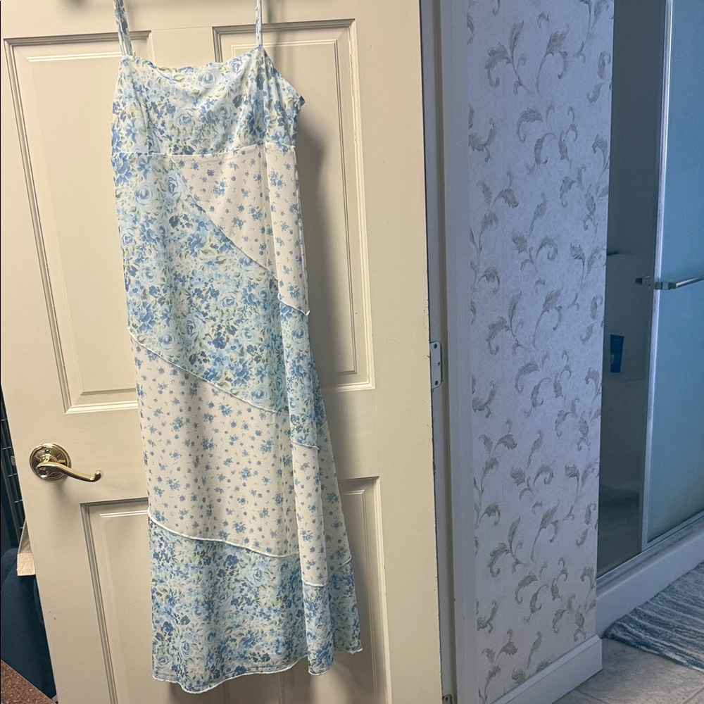 Altar'd State Blue and White Floral Midi Dress